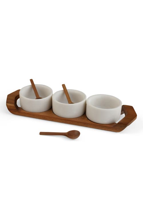 Nambé Chevron Condiment Tray & Spoons Set in Brown at Nordstrom