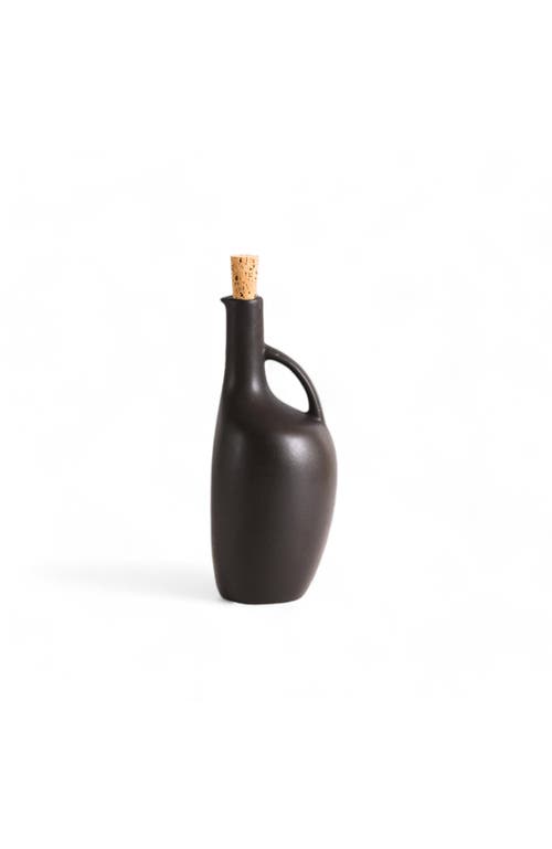 Gharyan Stoneware Olive Oil Bottle Canard In Black