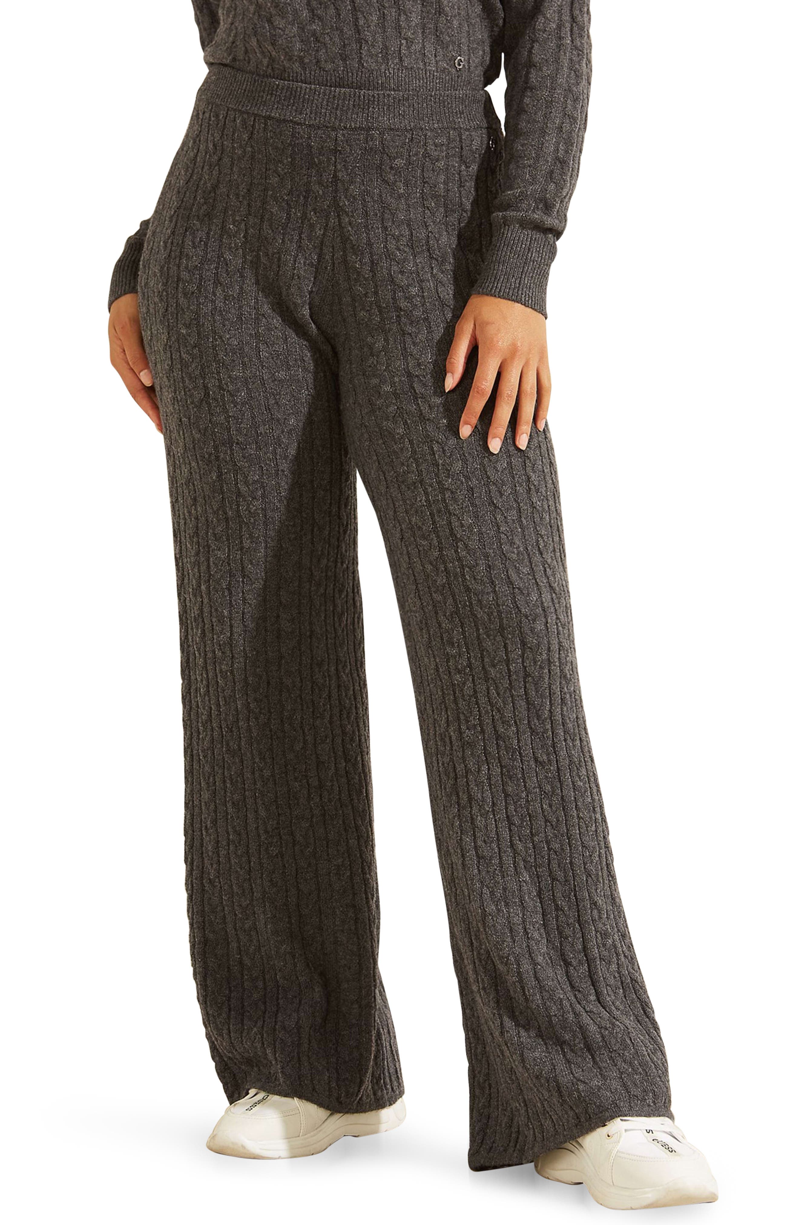 GUESS Tamara Cable Knit Wide Leg Pants 