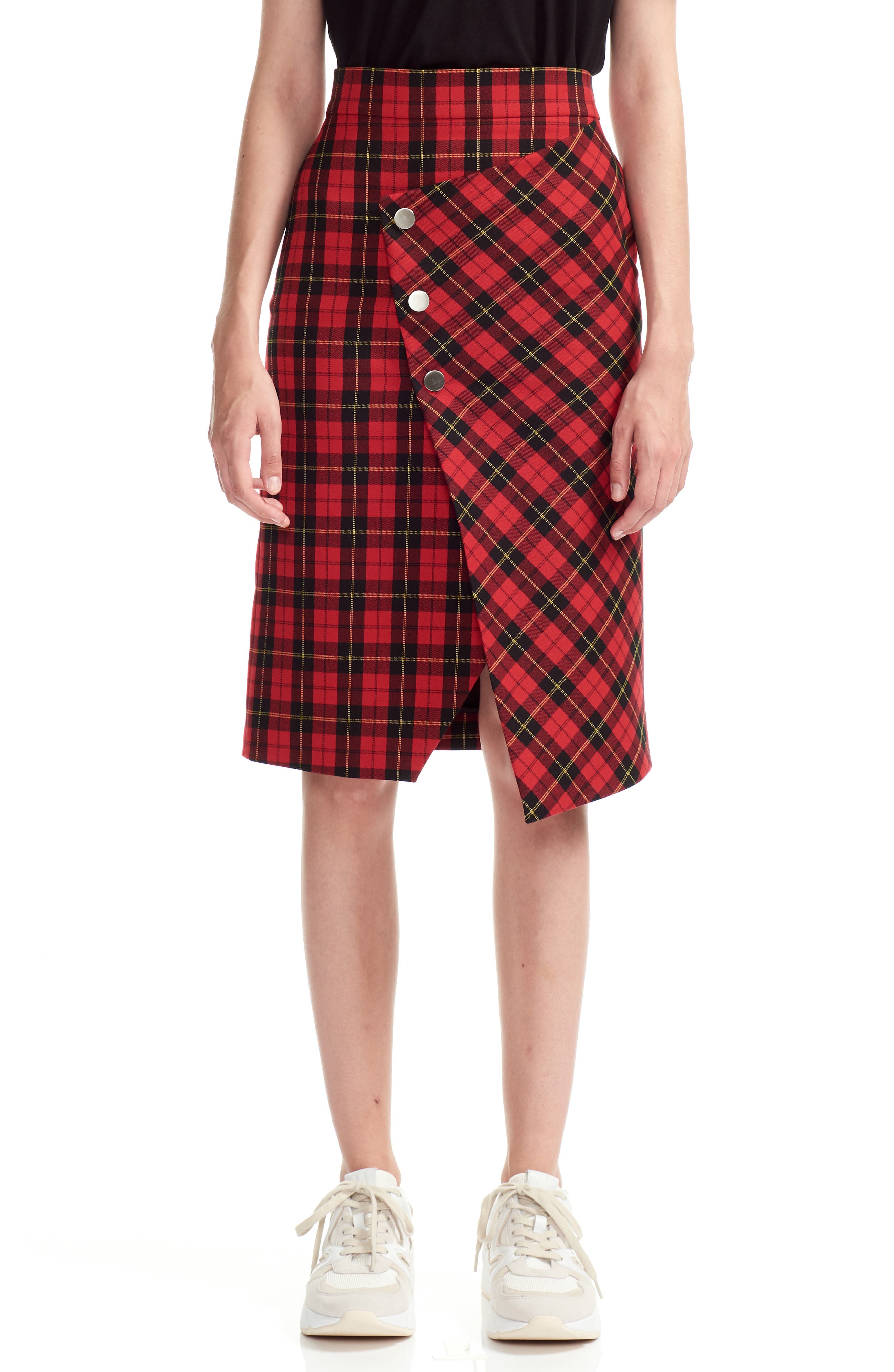 asymmetric plaid shirt dress maje