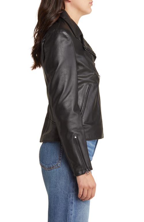 Shop Schott Nyc Clean Perfecto Asymmetric Leather Moto Jacket In Black