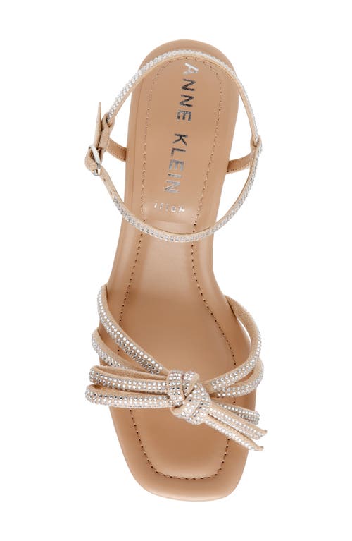Anne Klein Womens Embellished Slip On Block Heel In Clear Crystal/beige