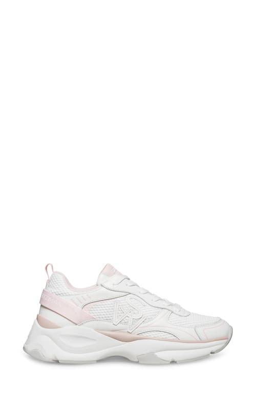 Shop Stuart Weitzman Chunky Sole Sneaker In White/pink Leather