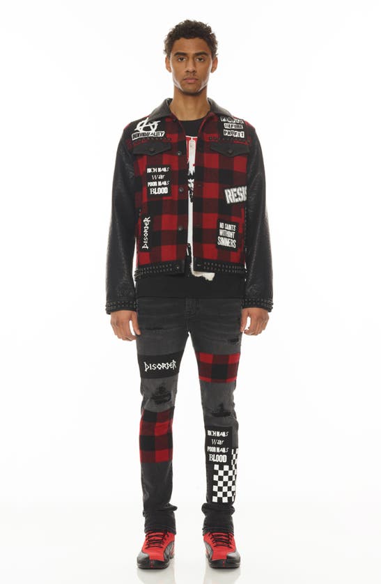 Shop Cult Of Individuality Punk Rip & Repair Super Skinny Jeans In Plaid