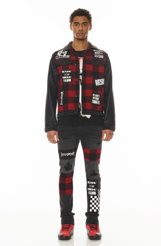 Cult Of Individuality Punk Rip & Repair Super Skinny Jeans In Plaid