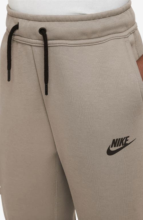 Shop Nike Kids' Tech Fleece Joggers In Khaki/black/black