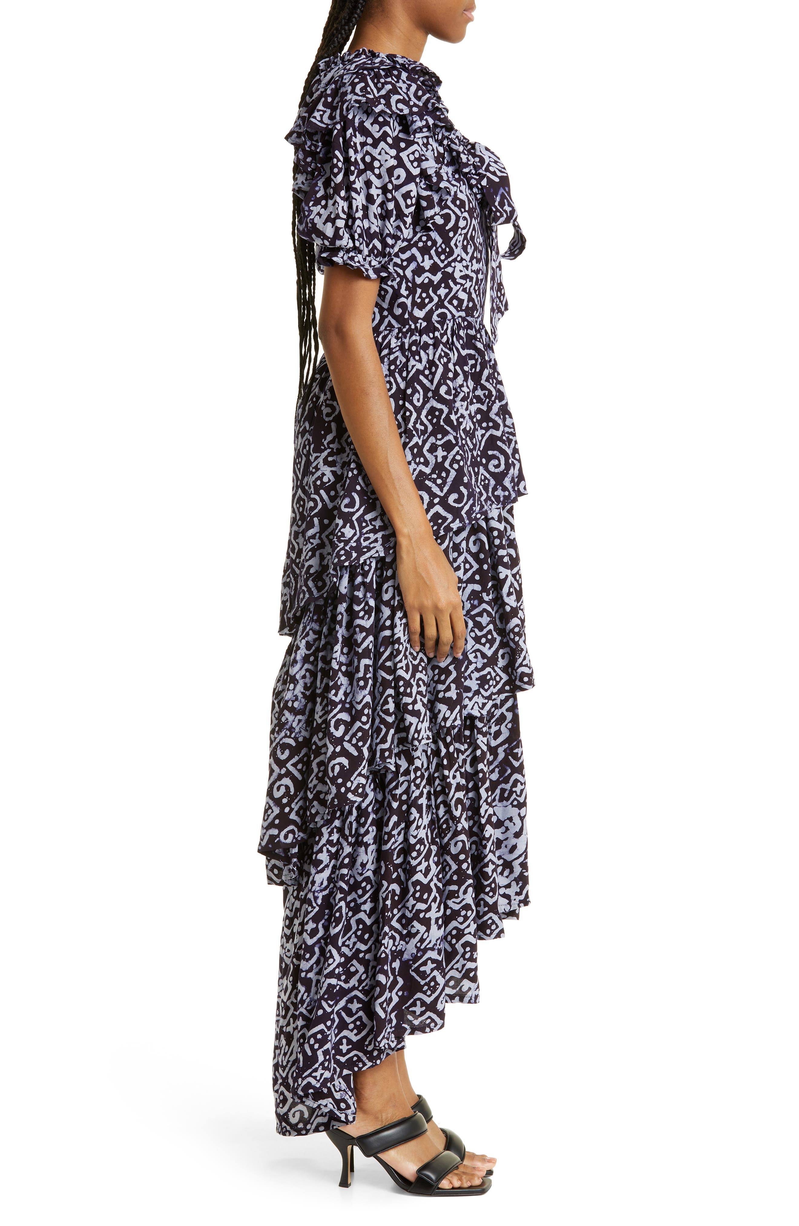 BUSAYO Temi Ruffle Puff Sleeve Tiered Cotton Dress Nordstrom