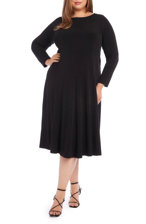 Kate Long Sleeve Jersey Midi Dress (Plus)