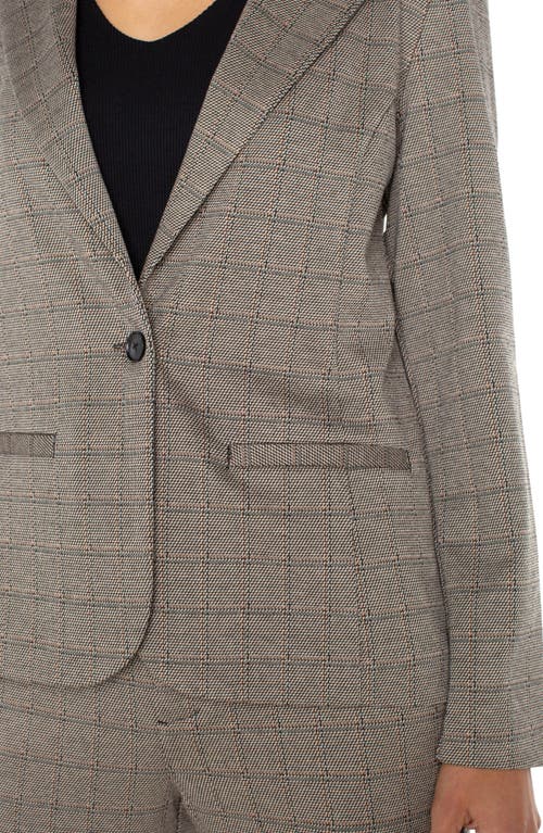 Shop Liverpool Plaid One-button Blazer In Peppercorn Plaid