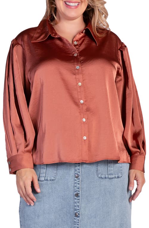 Standards & Practices Zeal Sateen Button-Up Blouse Rust at Nordstrom,