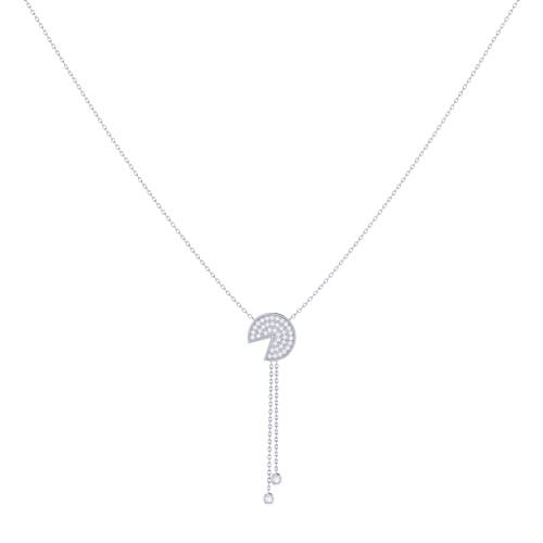 Luvmyjewelry Pac Man Candy Sterling Silver Diamond Lariat Necklace In Silver