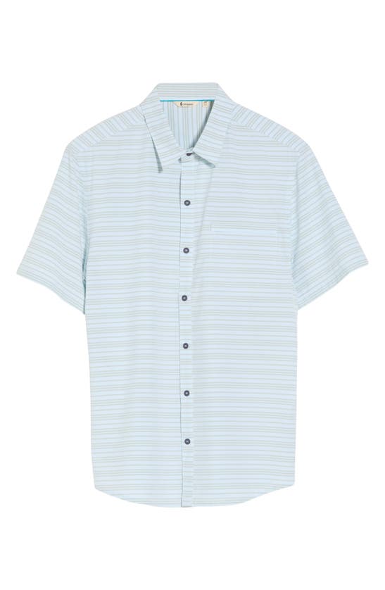 Shop Cotopaxi Cambio Trim Fit Stripe Short Sleeve Button-up Shirt In Ice Stripes