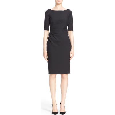 Lela Rose Side Ruched Stretch Twill Dress