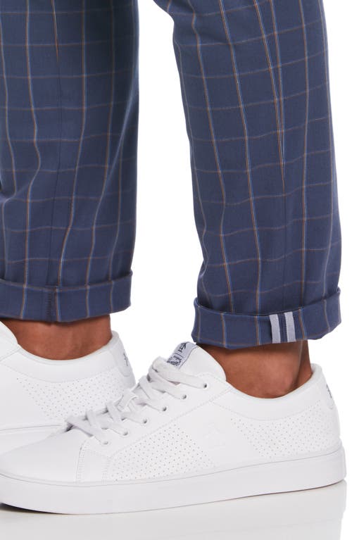 Shop Original Penguin Flat Front Check Stretch Cotton Blend Chinos In Sargasso Sea