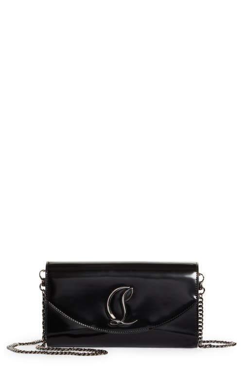 Shop Christian Louboutin Loubi54 Leather Wallet On A Chain In Black/gun Metal