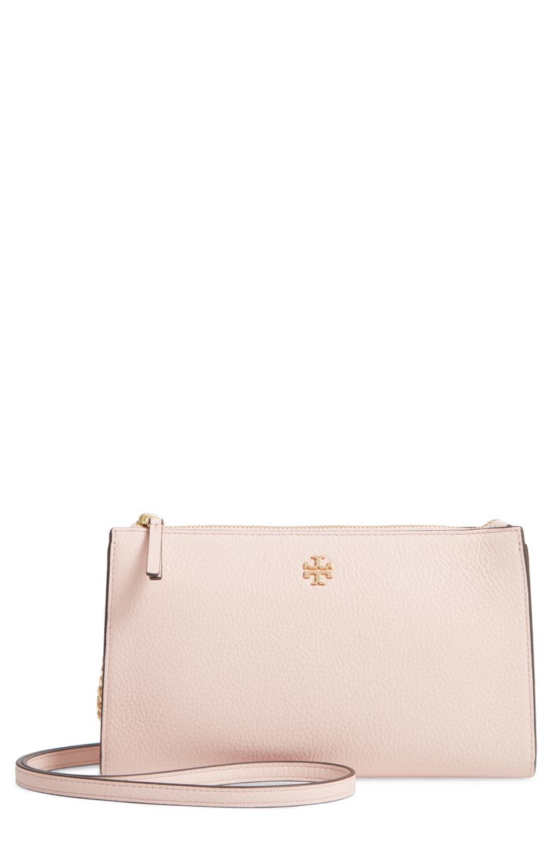 Pebbled Leather Top Zip Crossbody Bag