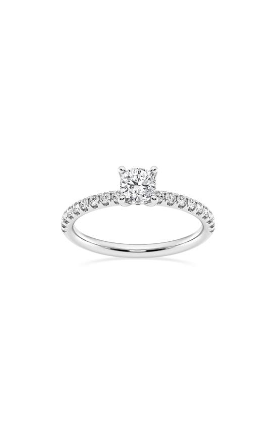 Badgley Mischka Cushion Cut Lab Created Diamond Ring In Silver