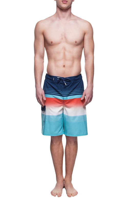 Rokka&rolla Quick-dry Swim Trunks With Elastic Waist In Blue Stripes