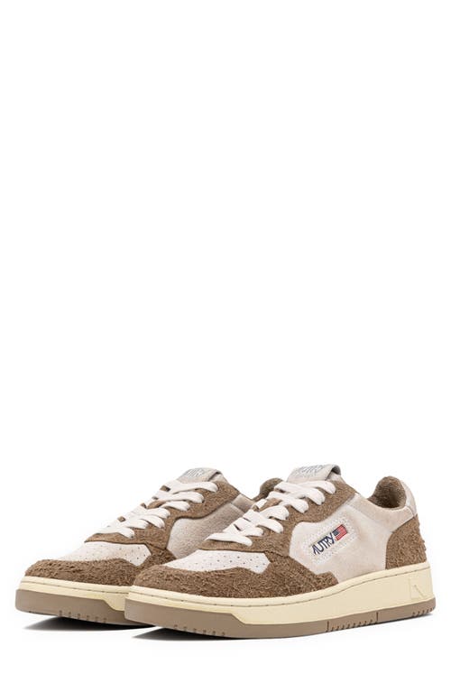 Shop Autry Medalist Low Sneaker In Suede/hair Mud