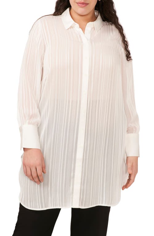 halogen(r) Stripe Button-Up Tunic Top in New Ivory