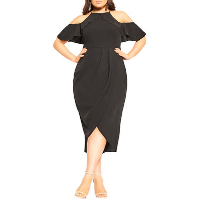 Plus Size City Chic Love Siren Midi Sheath Dress, Black