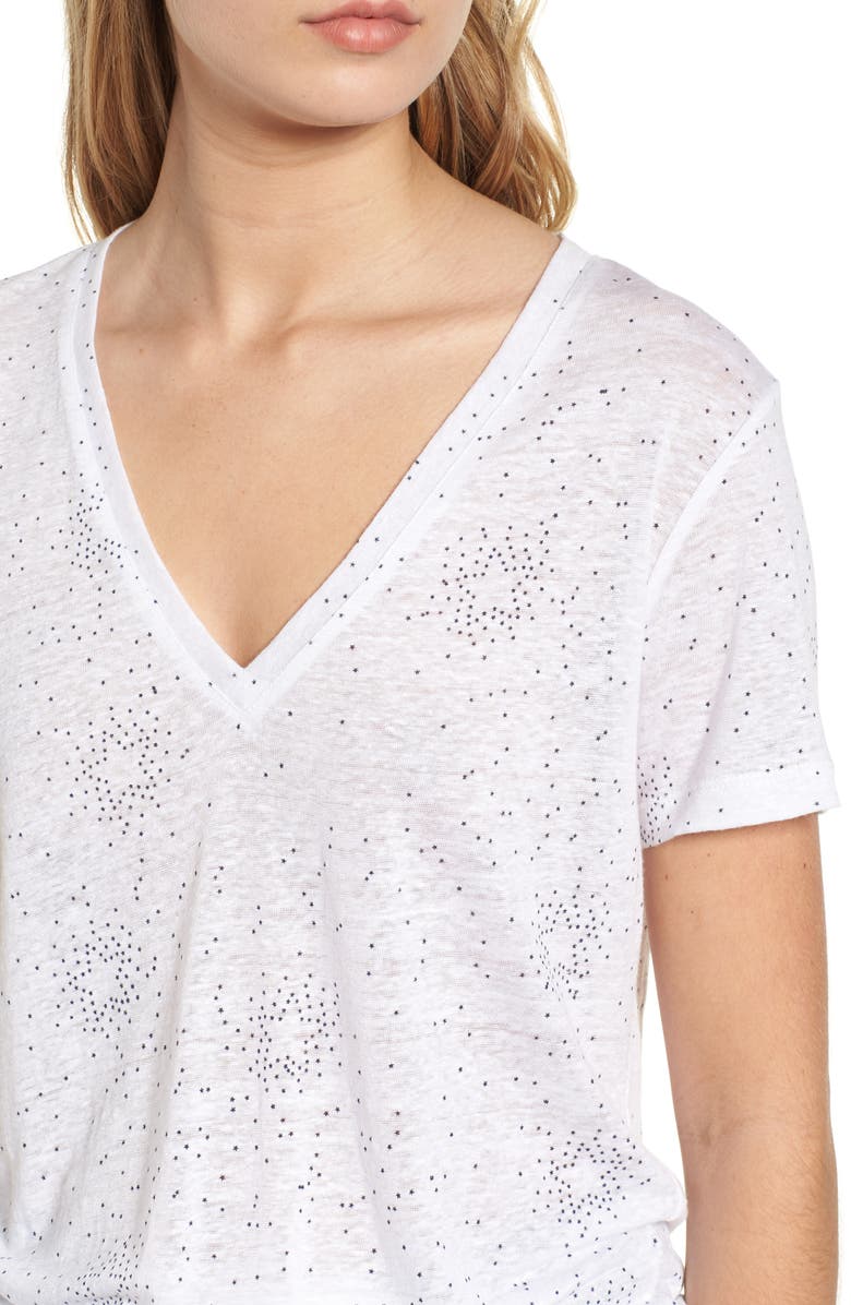 Rails Cara V-Neck Slub Knit Tee, Alternate, color, White Stella