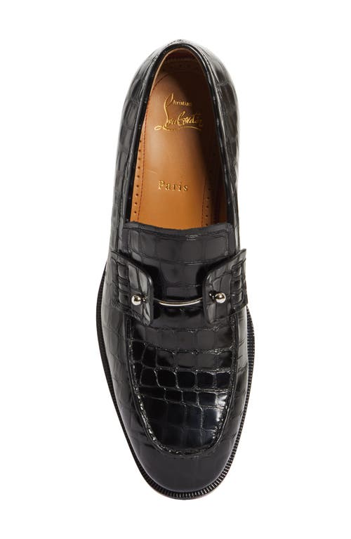 Shop Christian Louboutin Chambelimoc Ali Croc Embossed Loafer In Black