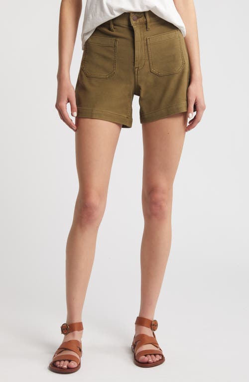 Faherty High Waist Patch Pocket Stretch Terry Shorts Military Olive at Nordstrom,