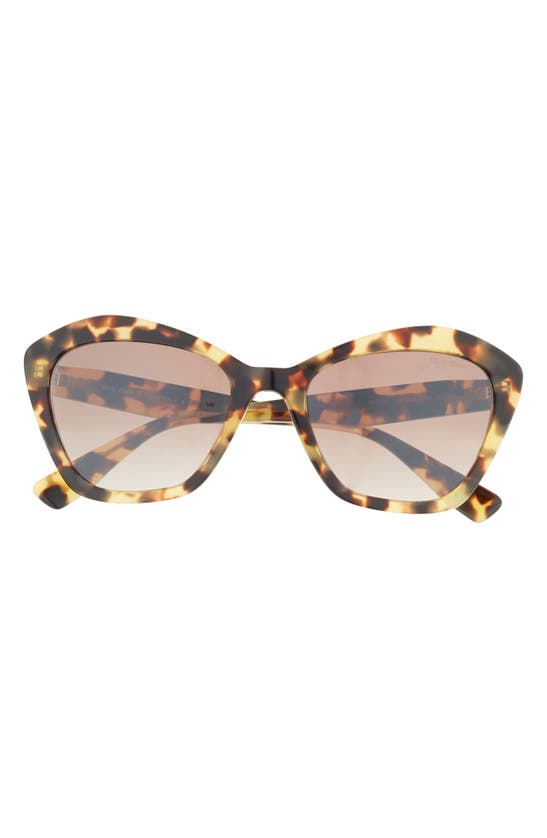 Miu Miu Logo 55mm Tinted Irregular Sunglasses In Yell Havana/brown Grad Mirror