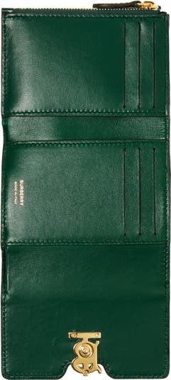 Embossed Leather TB Compact Wallet in Dark Viridian Green - Women |  Burberry® Official
