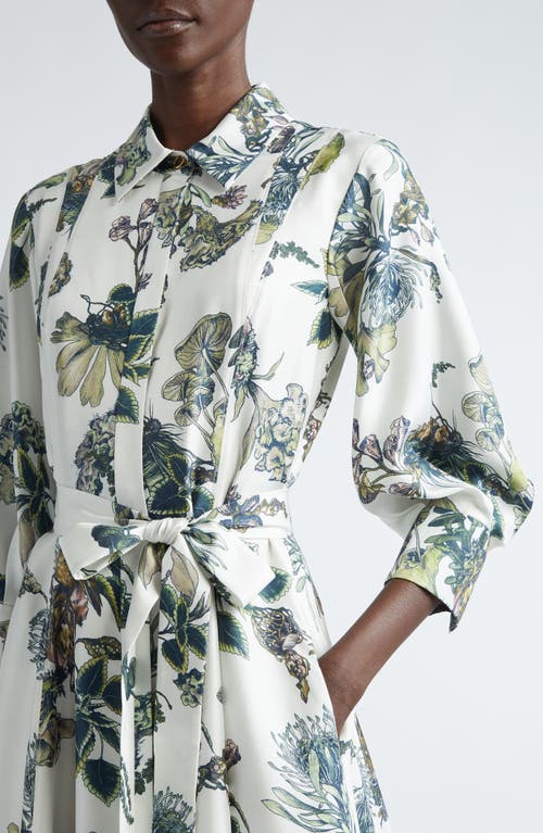 Shop Jason Wu Collection Forest Floral Silk Twill Shirtdress In Chalk Multi