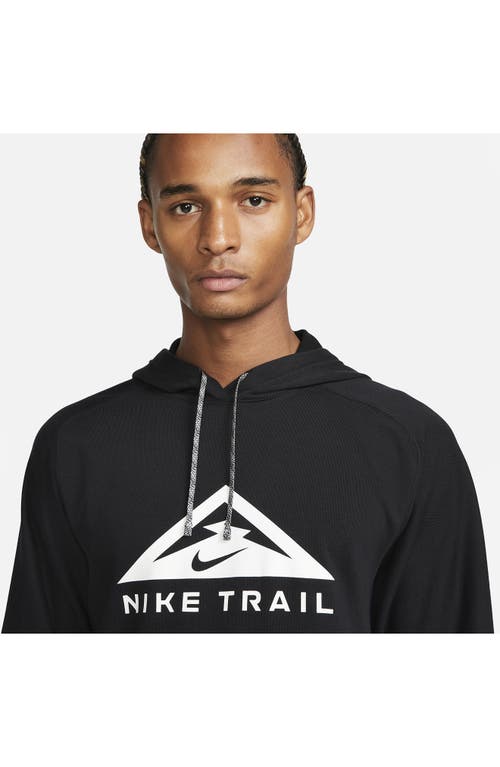 Shop Nike Dri-fit Trail Running Hoodie In Black/black/white