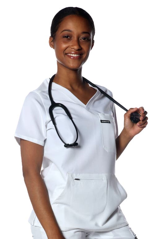 Members Only Cordoba 5-pocket Scrub Top In White