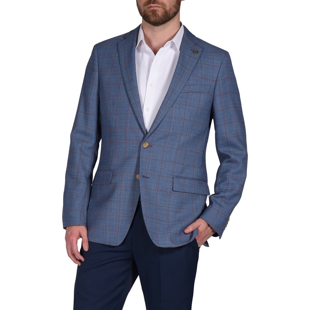 Cricketeer Windowpane Stretch Wool Blend Sport Coat In Blue