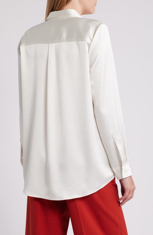 Shop Tahari Asl Satin Shirt In Ivory