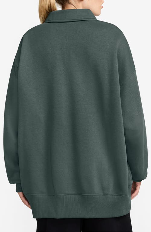 Shop Nike Sportswear Phoenix Fleece Quarter Zip Oversize Polo Sweatshirt In Vintage Green/sail