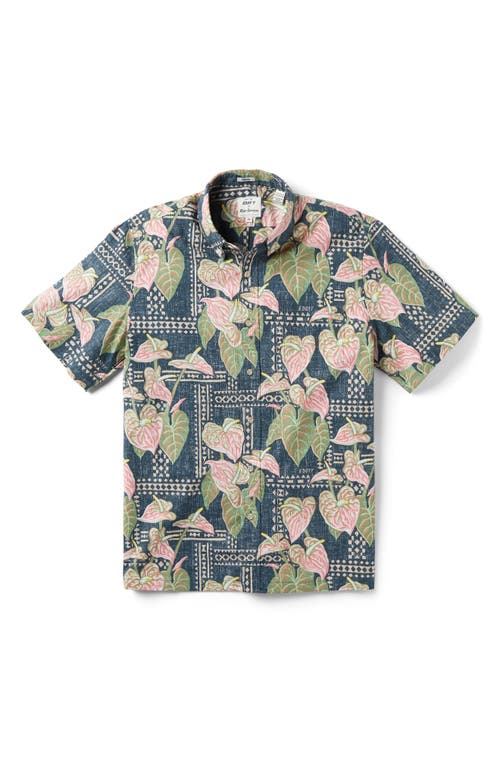 x Eddy Y Classic Fit Tapa Anthurium Print Short Sleeve Button-Down Shirt in Blue