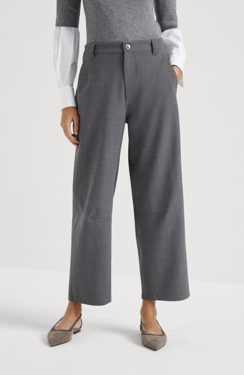 Shop Brunello Cucinelli Soft Curved Trousers In Medium Grey