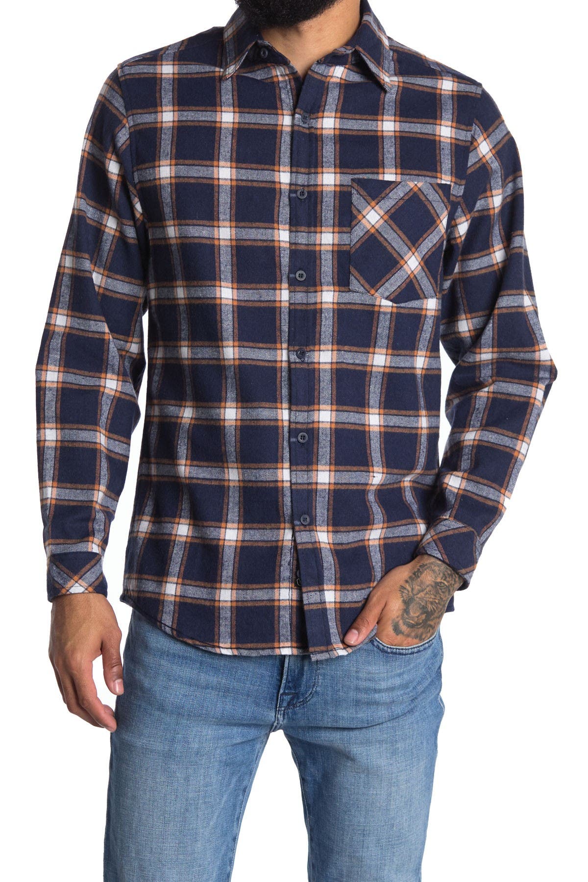 Burnside Plaid Flannel Shirt In Open Blue33