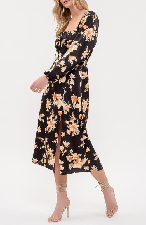 BLU PEPPER BLU PEPPER FLORAL LONG SLEEVE MIDI DRESS 