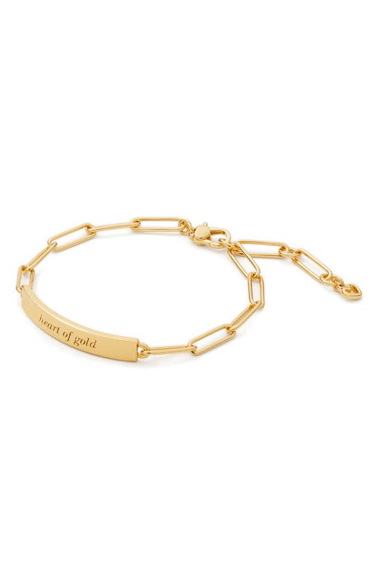 Shop Kate Spade Silver Lining Id Bracelet In Gold Heart