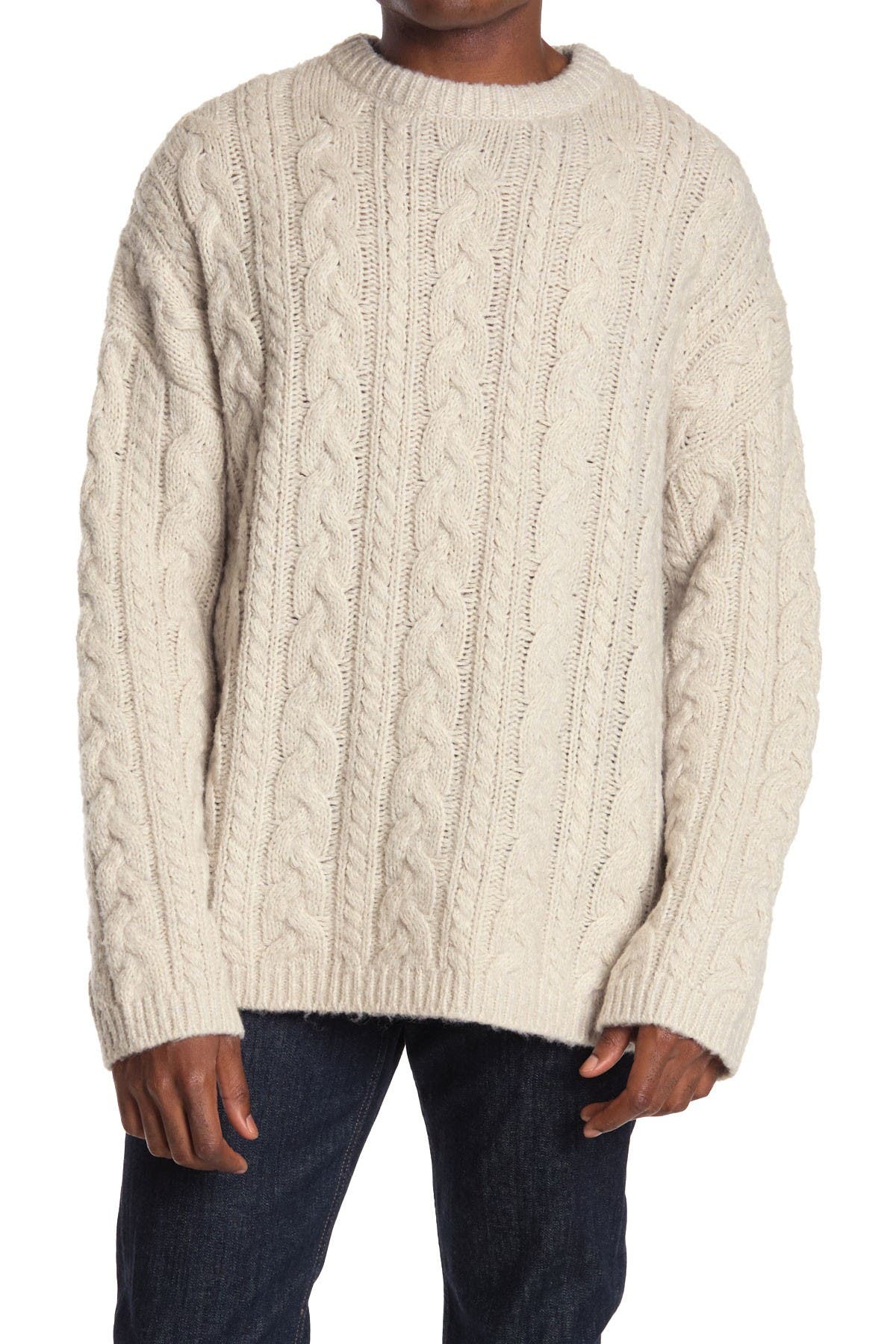 Allsaints Gable Cable Knit Pullover Sweater In Ecru White