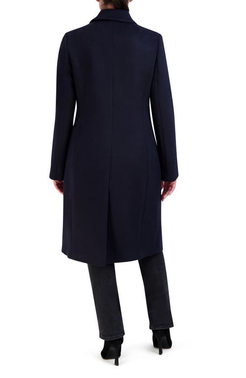 Cole Haan Signature Asymmetric Slick Wool Blend Coat In Midnight
