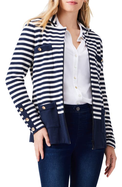 NIC+ZOE City Charm Stripe Sweater Jacket Indigo Multi at Nordstrom