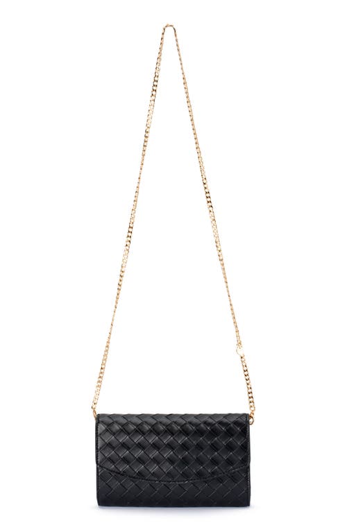 Shop Olga Berg Aisha Woven Faux Leather Clutch In Black