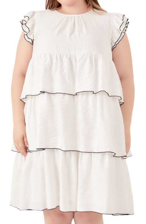 English Factory Contrast Detail Ruffle Babydoll Dres In White