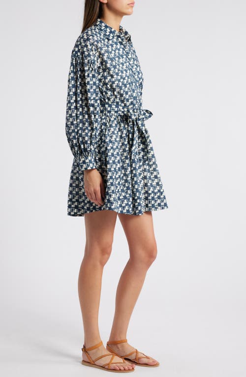 Shop Cleobella Collette Long Sleeve Organic Cotton Mini Shirtdress In Biarritz