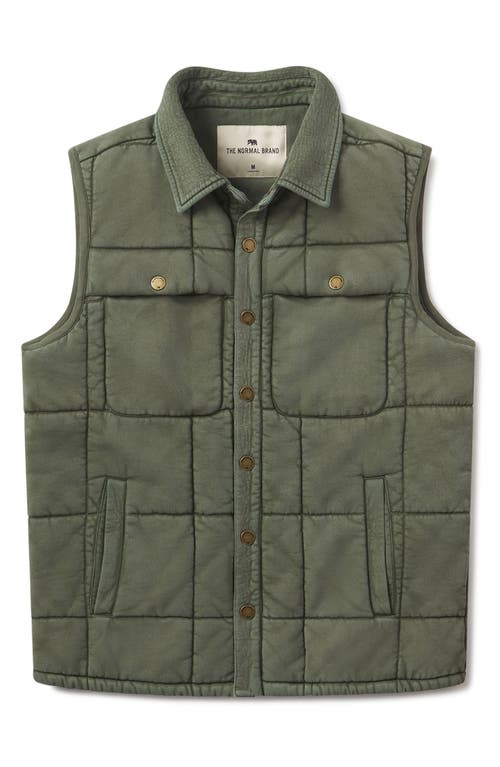 The Normal Brand Jackie Premium Fleece Quilted Lodge Vest In Laurel Green