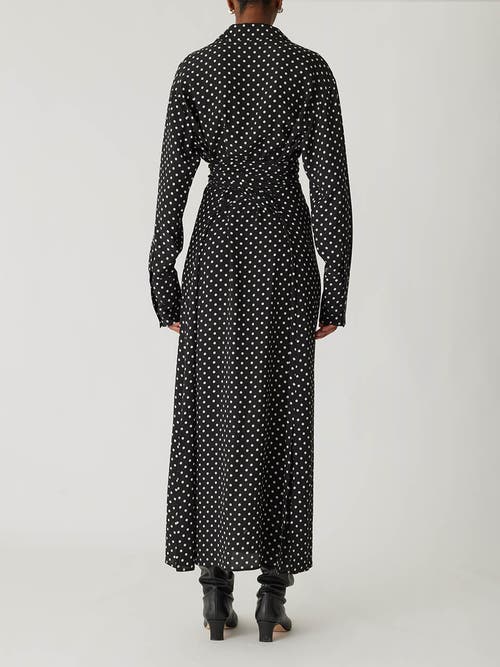 Shop Rebecca Taylor Polka Dot Silky Wrap Dress In Black Dot Combo