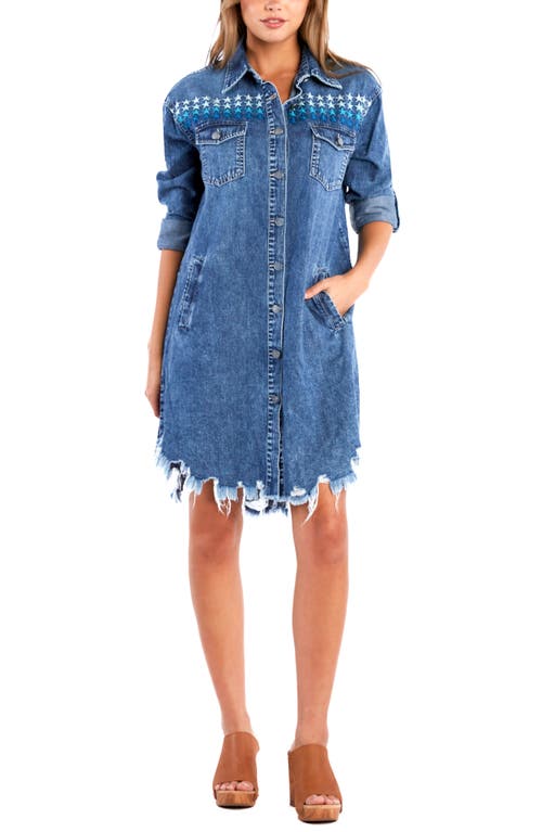 Billy T Superstar Denim Shirt Dress In Blue Combo